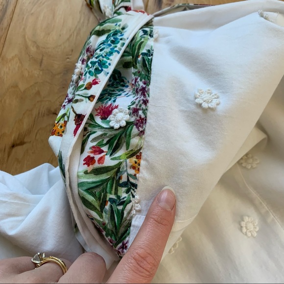 Farm Rio Sz S Louise Wrap Skirt White Floral Midi Ruffle Botanical Print Cotton - Picture 11 of 12